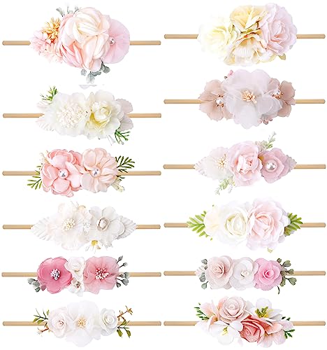 Image of Toptim Baby Nylon Headbands for Newborn Girls (D 12Pack)