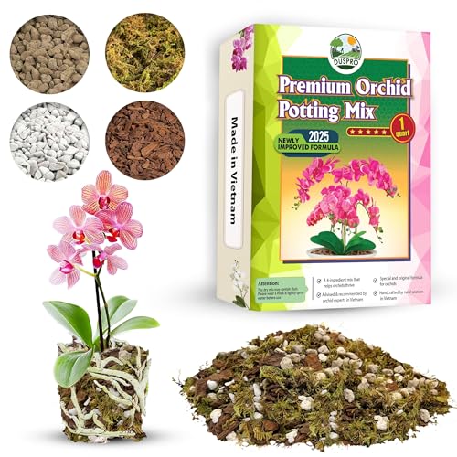[Upgraded] DUSPRO Orchid Potting Mix for Repotting with Forest Moss, Pine Bark, Perlite & Pumice,...