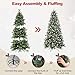 4ft Unlit Christmas Tree Pre-Decorated Snow Flocked with Pine Cones & Red Berries Artificial Xmas Tree for Holiday Office Outdoor Christmas Decoration(Green White)