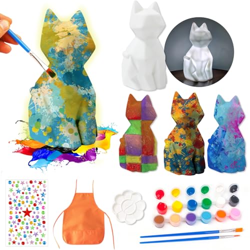Winbar Paint Your Own Cat Lamp Kit, DIY Geometric Cat Art Craft Painting Kits Painting Kit for Kids Ages 8-12 Painting Kit for Girls Boys, Toy Child Birthday Gift Ages 3 4 5 6 7 8 9 10 11 12+