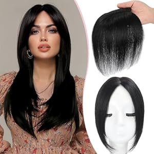 Human Hair Topper for Women Real Human Hair Upgrade 8 * 11cm Lace Base Hair Pieces No Bangs Clip in Hair Pieces Top Hair Extensions for Women with Thinning Hair Natural Black 10 Inch