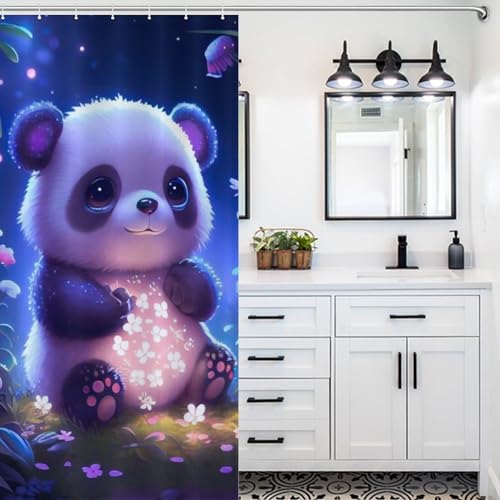 Rideau de douche pour baignoire d'angle imprimé panda rigolo