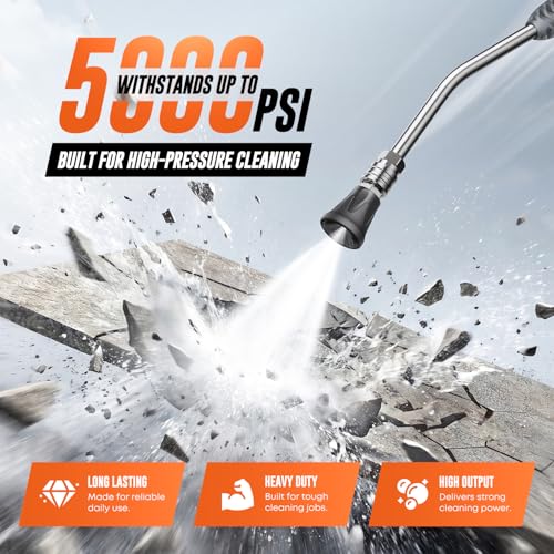 Image of Pressure Washer Extension Wand, Pressure Washer Wand 1 /4 Quick Connect | 304 stainless steel, 21 in, 20 degree angled end, anti-slip ribbed grip, 1 /4 quick connect, 5000 PSI, 12 GPM