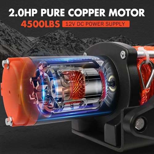 ZESUPER 4500 lb Electric Winch 12V Waterproof IP67 for ATV UTV Boat Trailer by ZESUPER - Used condition - Image 2