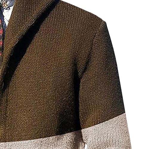Men Color Block Sweater Cardigans Shawl Collar Long Sleeves Knitted Lightweight Button Up Knit Cardigan3