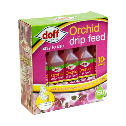 Doff Orchid Drip Feed 10x30ml Bottles Fast-Acting Plant Food for Healthy Growth of Orchids & Flowering Plants Nutrient Enriched Plant Feed Encourages Root Development