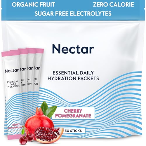 Image of Nectar Hydration Packets - Electrolytes Powder - No Sugar or Calories - Organic Fruit Liquid Daily IV Electrolytes Powder for Dehydration Relief and Rehydration (Cherry Pom 30 Pack) Packaging may vary