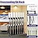 Minglez Indoor Ski Storage Rack Vertical, 1 2 3 4 5 6 Pair Ski Display Stand for Carrier/Organizer/Storage, Floor Standing Longboard Holders with Wheels(Hold 6 pair ski)