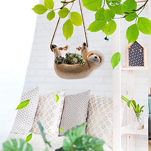 JCYANG Muur opknoping keramische vaas luiaard bloem pot chlorofytum potplant dier schattige dieren planter huis tuin decoratie Keramische vaas (Color : 02) - Afbeelding 4