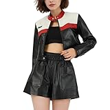 Design tendance : veste en cuir pour femme de fabrication exquise, fine et courte, qui montre des courbes charmantes, mettant en valeur votre charme et votre vitalité, vous rendant élégant et sophistiqué.