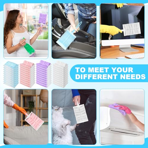 Image of Mimorou 300 Pcs Disposable Dusters Refills Bulk Heavy Duty 180 Multi Surface Replacement Dusters for Cleaning Ceiling Fan with Microfibers Unscented (Pastel Colors)