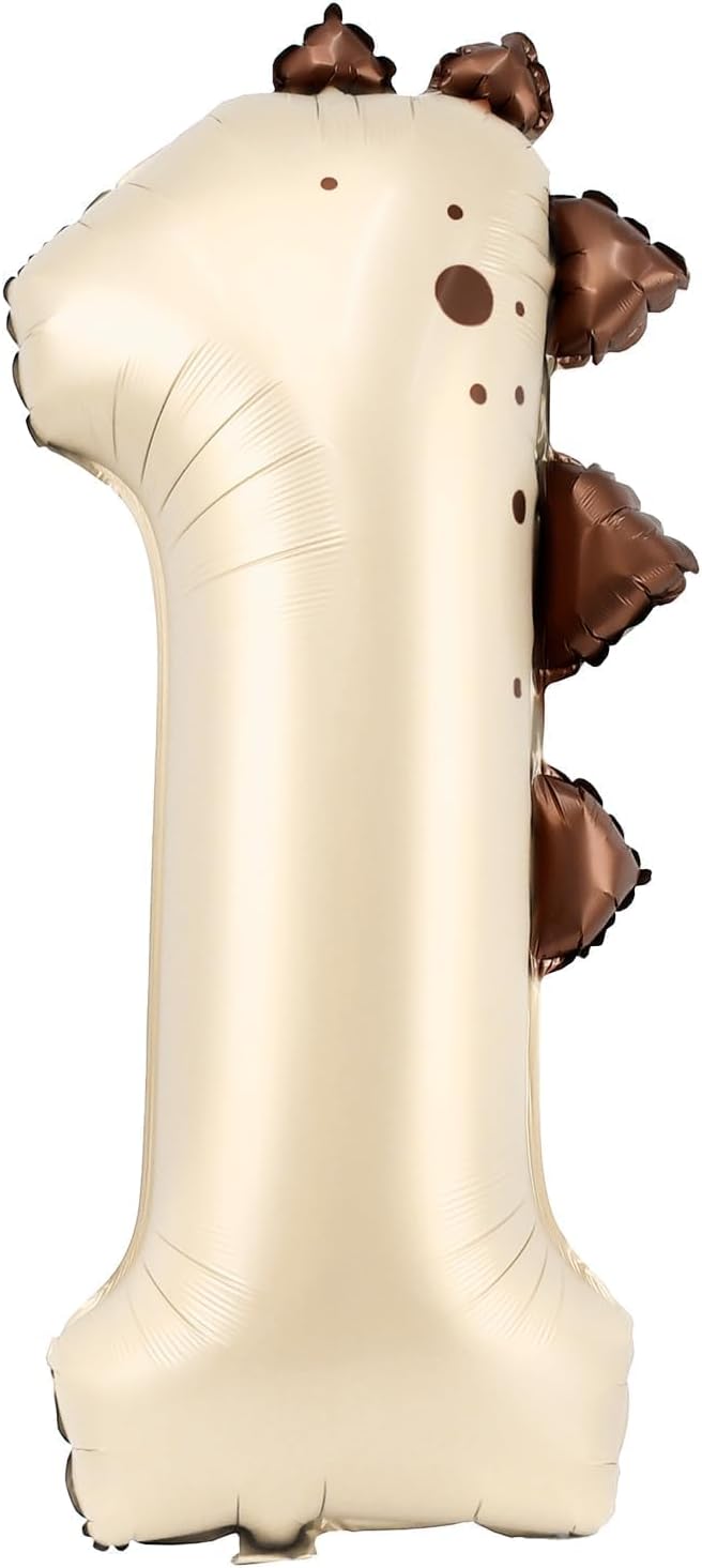 Dinosaur Number 1 Balloon, 30 Inch Beige Birthday Party Decorations for Kid