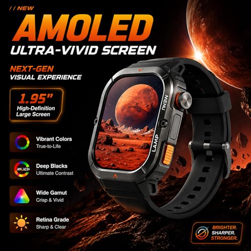 Image of AGM L3 Smart Watch, 1.95 inch AMOLED, Bluetooth Calling, 70-Lumen Flashlight