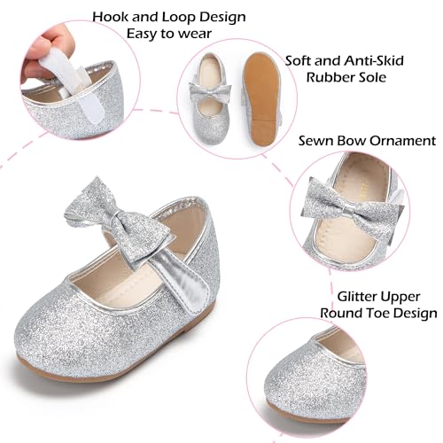 Image of PHIRAMIN Toddler Flower Girl Dress Shoes - Little Girl Mary Janes Flats Wedding