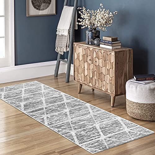 Calore Carpet Runners for Hallways Non Slip Washable Runner Rugs Long Soft Kitchen Runner Grey Hallway Hall Runners for Bedroom Hallways Living Room Kitchen (Ivory/Grey, 2'x 6'(60 x 180 cm)) by Calore - Used condition - Image 2