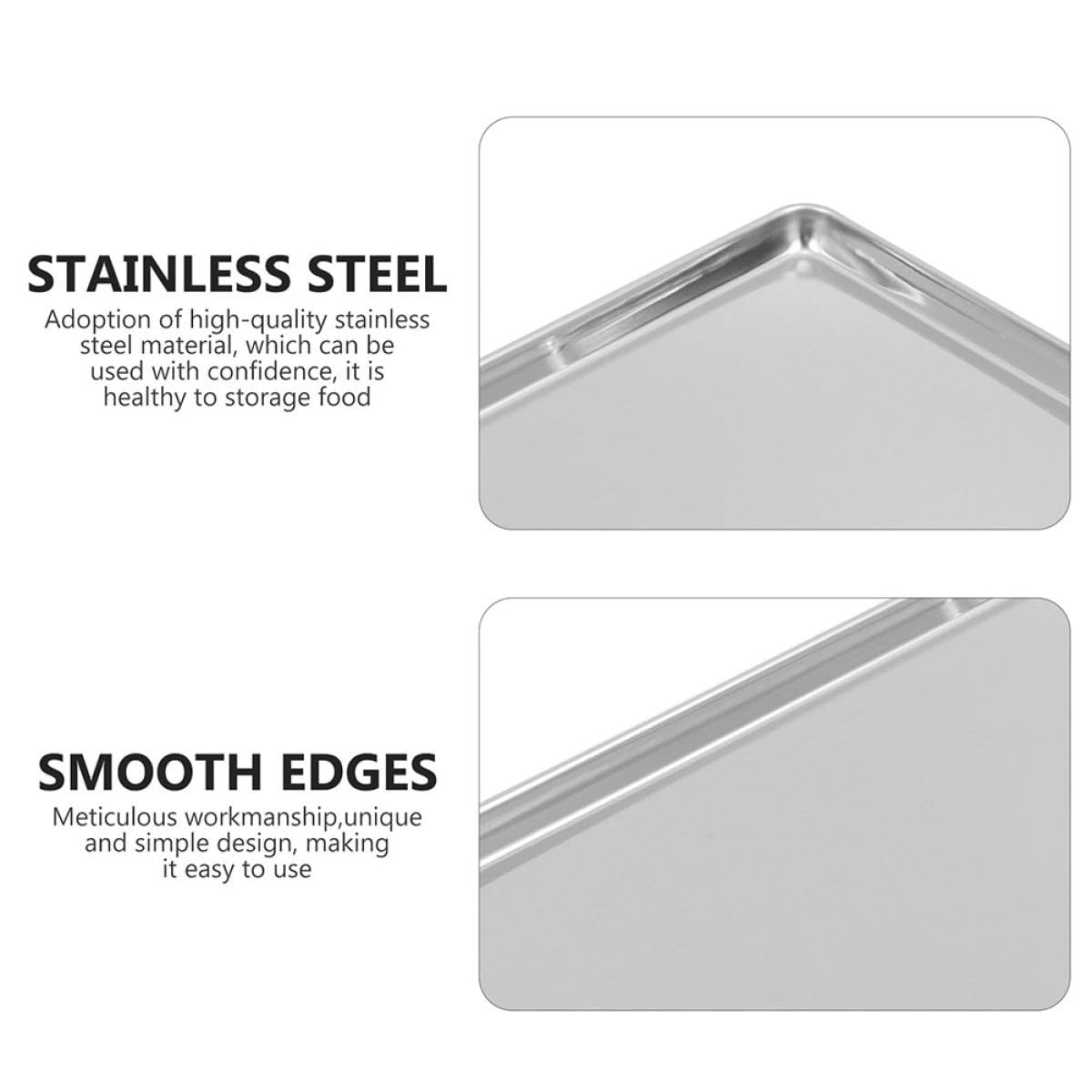 POPETPOP Plateau Métallique Rectangulaire INOX 31,5X24,5 CM pour Barbecue et Présentation Alimentaire