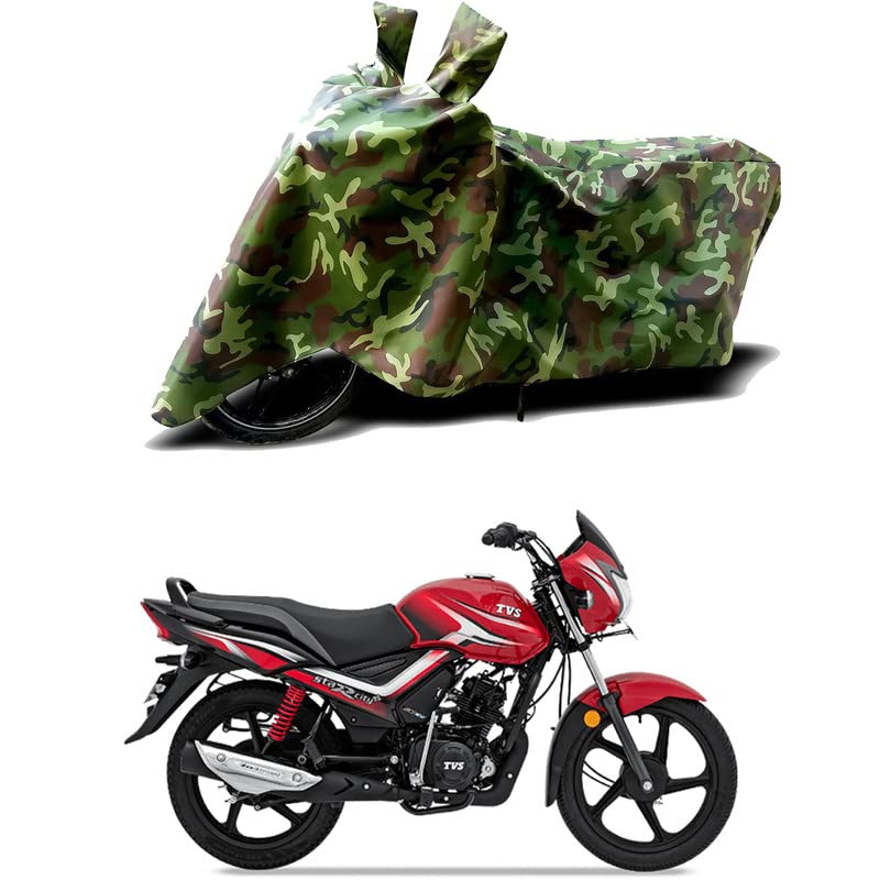 Image of 100% Water Resistant Bike Scooty Two Wheeler Body Cover Compatible for TVS Star City Plus ES Disc /UV-Rays /Heat Protection /Birds Dropping /Scratchproof /Dust Proof /Waterproof /All [Green MJ]