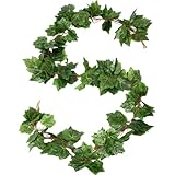 Bairdish 5Pcs Fake Plants Artificial Grape Vines Decoration Faux Hanging Grape Leaf Greenery Garland for Home Farmhouse Dorm Wall Wedding Christmas Party Photograph Stage Decor(36 Pieces of Leaves)