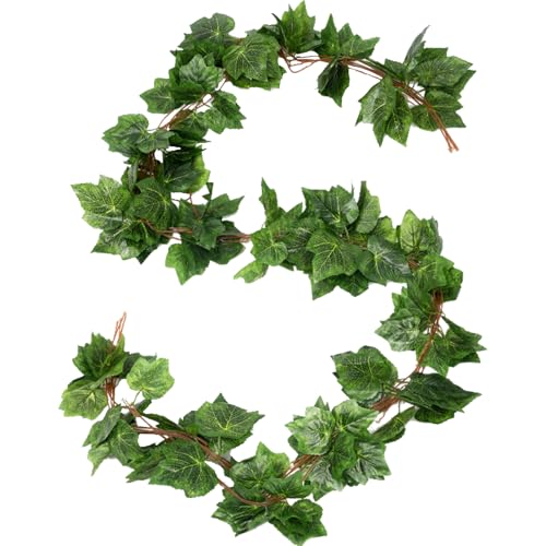 Bairdish 5Pcs Fake Plants Artificial Grape Vines Decoration Faux Hanging Grape Leaf Greenery Garland for Home Farmhouse Dorm Wall Wedding Christmas Party Photograph Stage Decor(36 Pieces of Leaves)