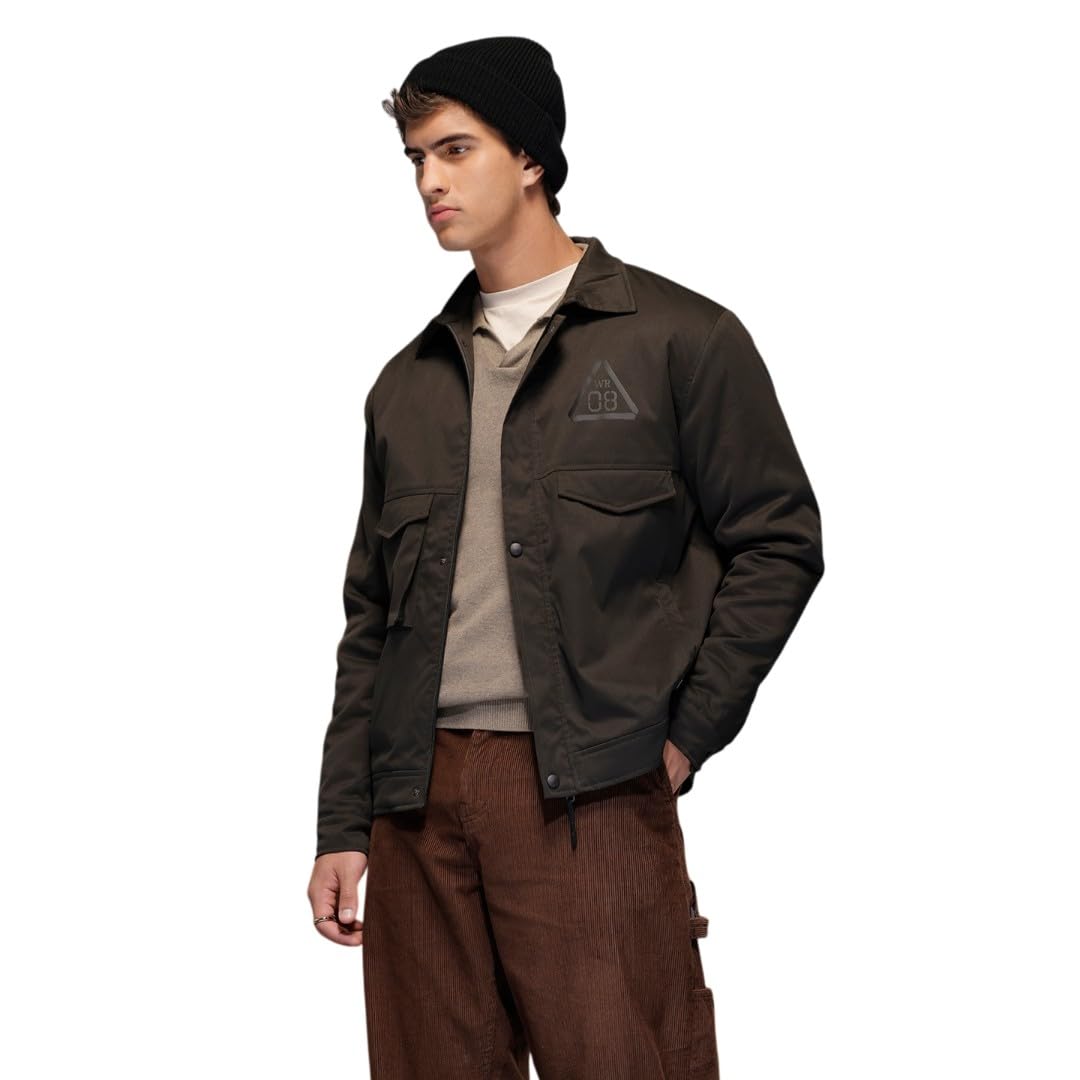 WROGN Men's Cotton Blend Jacket | Double Utility Pockets | Comfort Fit in neutral