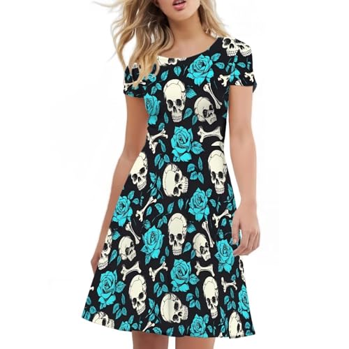 Image of AFPANQZ Womens Casual Summer Lightweight Vintage Dress Short Sleeve Midi Dress Knee-Long Luxury Formal Dress