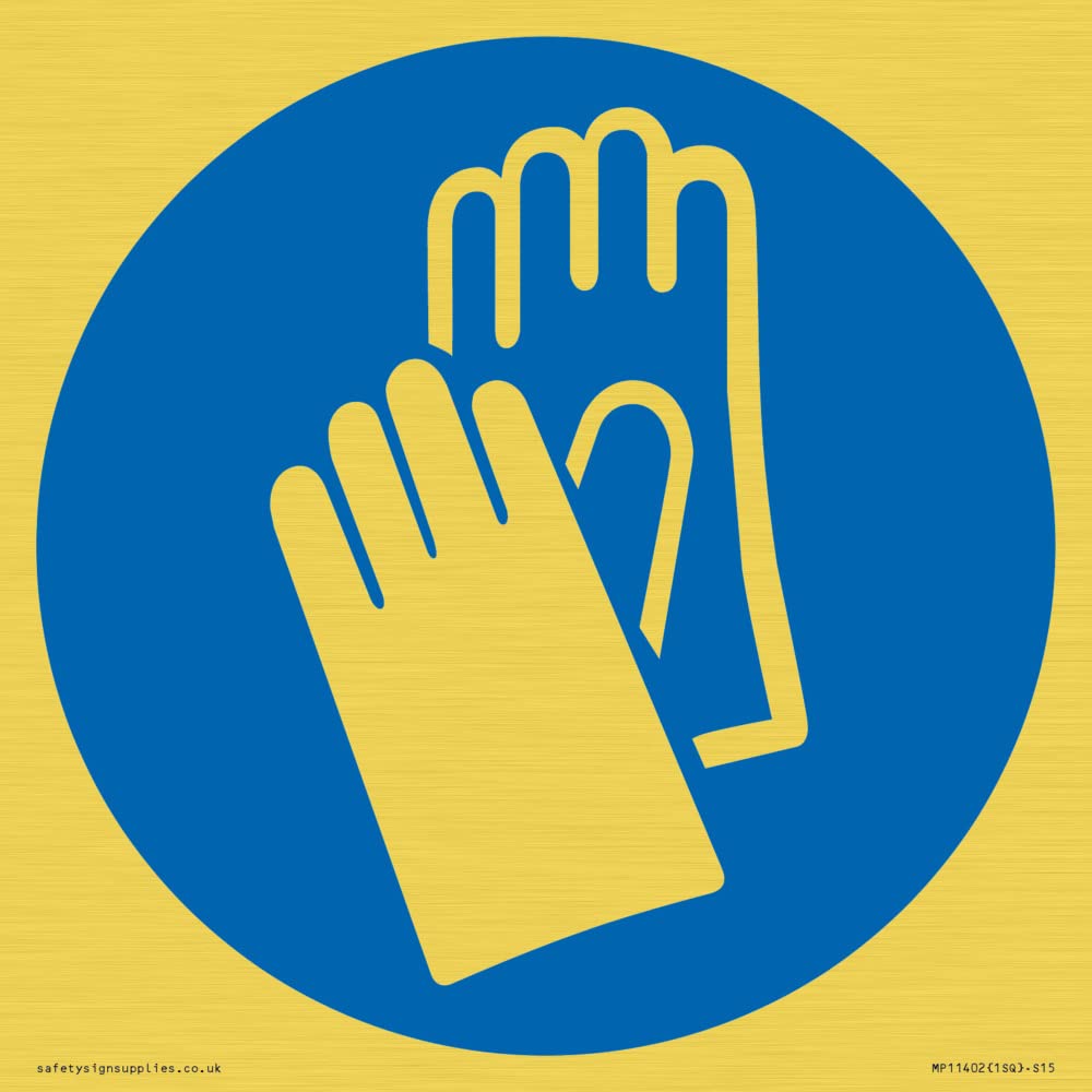 Mandatory: Wear protective gloves Sign - 150x150mm - S15