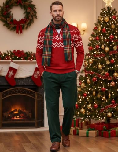 Image of COOFANDY Men's Quarter Zip Christmas Sweater Ugly Pullover Party Holiday