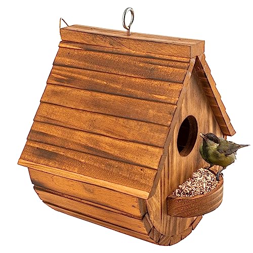 MIXUMON Bird Houses for Outside, Outdoor Bird House Room for Bird Families Bluebird Finch Cardinals Hanging Birdhouse for Garden (Set 1)