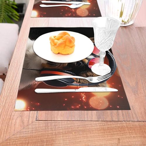 Set de table chien mignon avec écouteurs en PVC lavable résistant x4 - 5