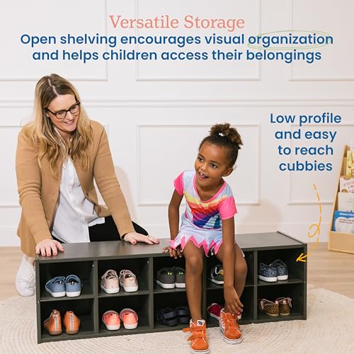 Image of ECR4Kids Streamline 10 Cubby Tray Storage Cabinet, 2x5, Classroom Furniture, Grey Wash