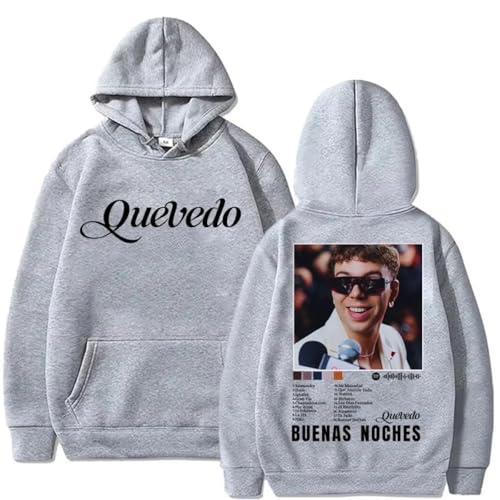 Cditoia Sudadera con Capucha para Mujer Y Hombre con Estampado del Cantante Y Rapero Q u evedo Prenda Promocional del Álbum Unisex Informal Y Holgada De Manga Larga Grey||s