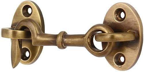 Miniatura 3 de A29 Gancho de cabina, pestillo de latón de 2 34 pulgadas, gancho y pestillo de ojo para puerta, cierres de puerta de cabina, cierres de puerta de