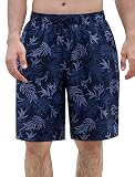 [NARANNBU] 水着 メンズ サーフパンツ 海水パンツ 膝丈 男性水着 メッシュインナー 速乾通気 サウナ水着 海パン P5リーフ＆ダークネイビー L