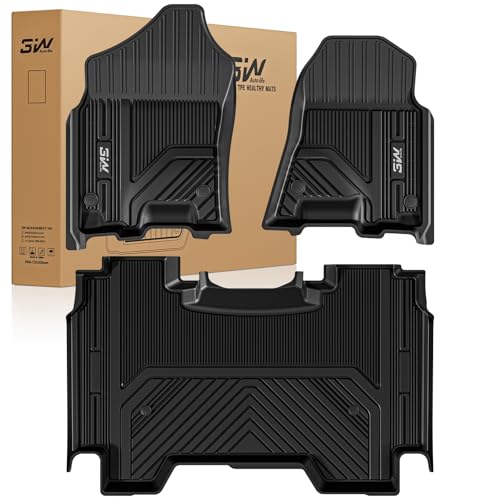 3W Floor Mats Fit for 2019-2024 Dodge Ram 1500 Crew Cab New Body (NOT Classic Models) Without Storage TPE All Weather Custom Fit Floor Liner for Ram 1500 1st and 2nd Row Full Set Car Mats