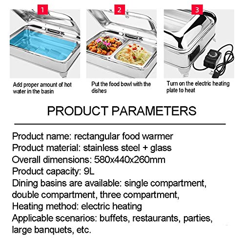 Aprilhp Warmhaltebehälter Essen, Chafing Dish, Speisewärmer, Warmhalteplatte, Buffetwärmer - Elektrisch, 9L… – Bild 6