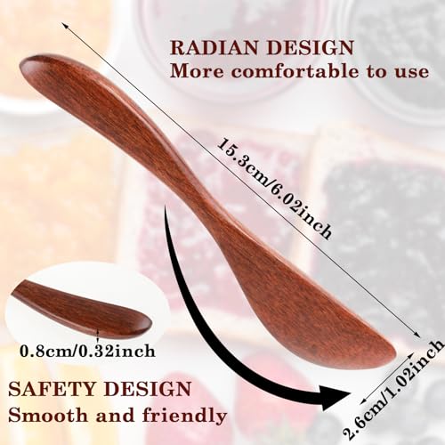 Mabor 4Pcs Butter Spreader, 6 Inch Butter Knife Wooden Spreader Butter Jam Spreader Knives Jelly Cheese Spreaders Reddish Brown Condiment Knives Sandwich Spreaders for Kitchen - Image 3