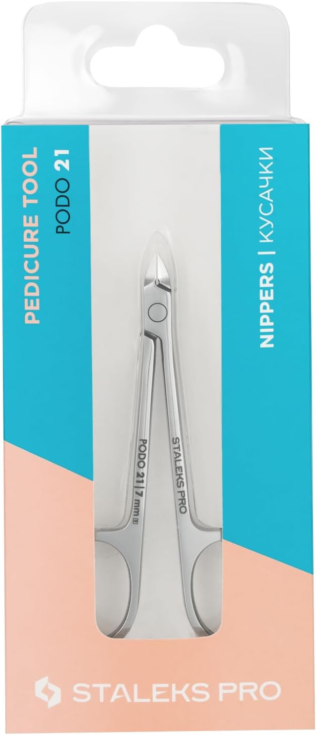 Staleks PODO 21 Podology Scissors-Style Nippers – 7 mm Beveled Straight Blades Without Heel – Enhanced View for Foot Care Work