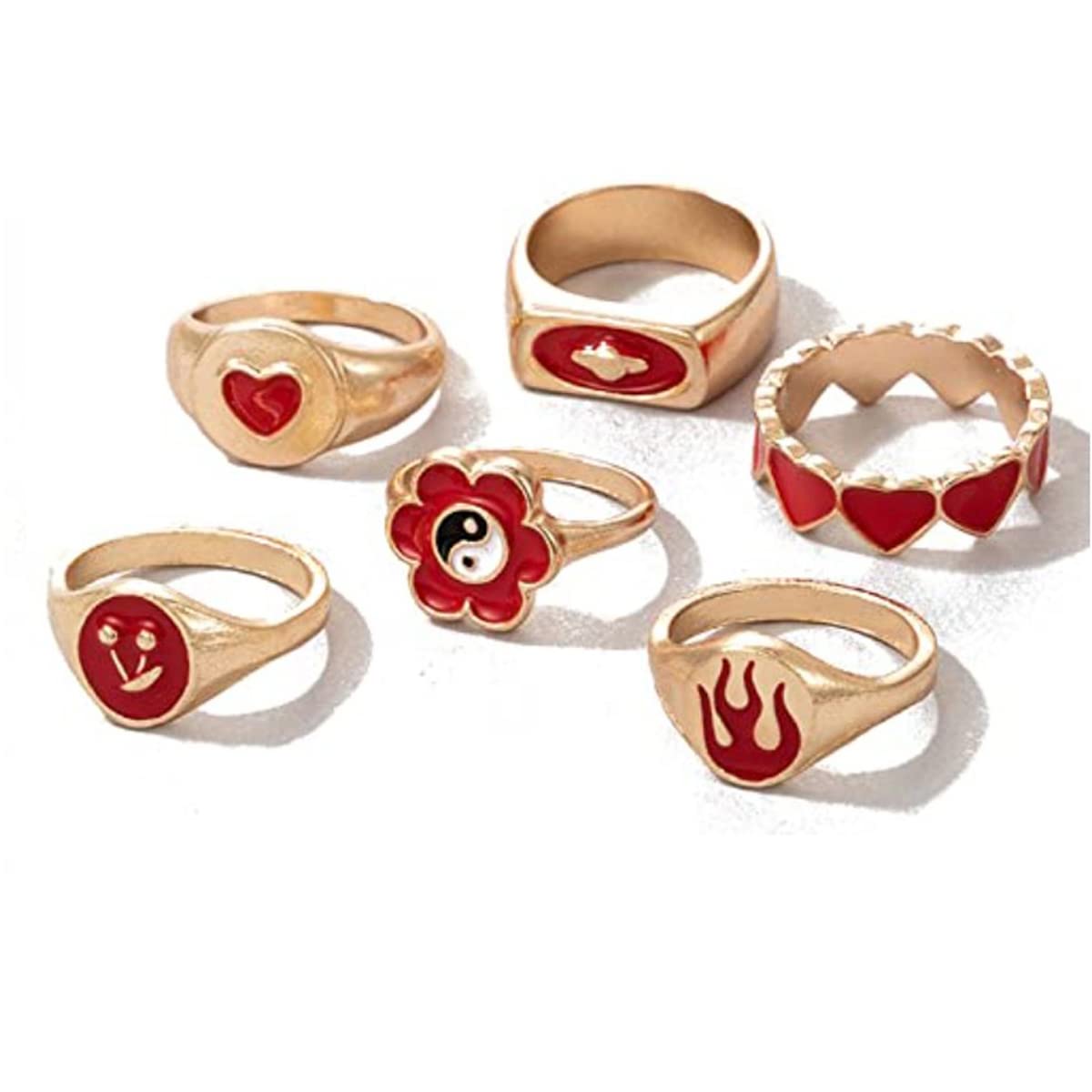 Jewels Galaxy Jewellery For Women Gold Plated Red Rings Set of 6 (JG-PC-RNGC-934) (B09P7FVGK8) Amazon Price History, Amazon Price Tracker