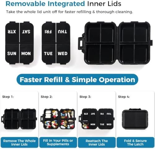 Foldable Dual Protection Weekly Pill Organizer, 7 Day Travel Pill Case Box — 사진 5