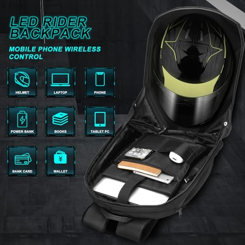 19-Inch LED Waterproof Motorcycle Backpack, Laptop Bag, Helmet Bag, LED Hard Shell, Custom Screen, Cycling/Camping4
