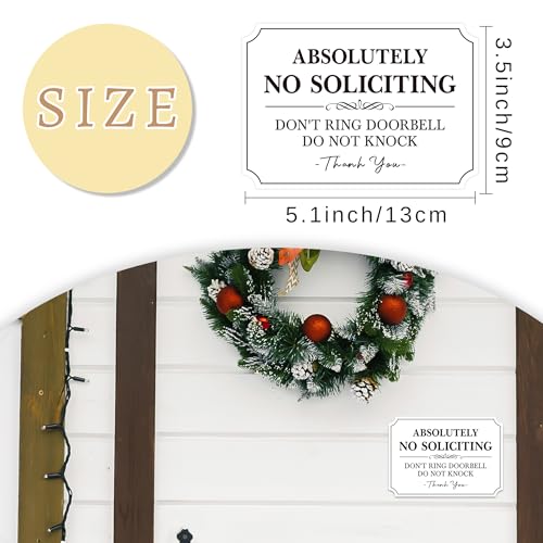 Image of No Soliciting Sign for Front Door,Self-Adhesive Elegant Do Not Knock or Ring Doorbell No Soliciting Sticker for Home, No Solicitors Sign for Doorbell, House Door, Home, Office (WHITE)