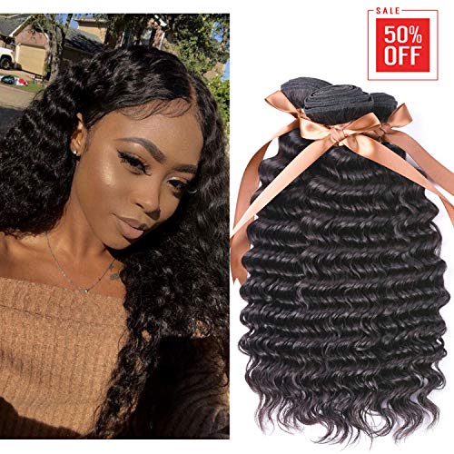 Allrun Brazilian 3Bundles Brazilian Virgin Hair Deep Wave Extensions 7A unprocessed Human Hair Weave Natural Color can be Dyed and Bleached 12 14 16 inch …