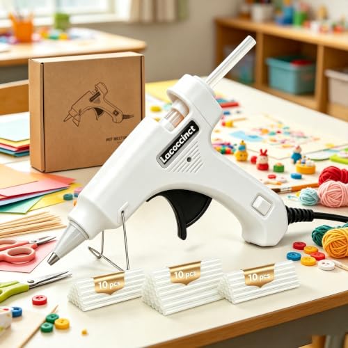 Image of Hot Glue Gun Kit with 30 Glue Sticks, 20W Mini Glue Gun Set (White)