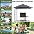 GARTOO 8'x5' Outdoor Grill Gazebo - Double Roof BBQ Gazebo Canopy with 2 Side Shelves and LED Lights, Patio BBQ Pergola Shelter for Garden, Porch and Backyard (Grey)