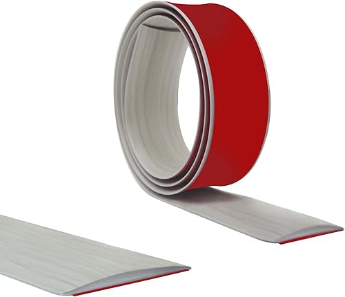 Miniatura 2 de Tira de transición de suelo autoadhesiva de vinilo plano con respaldo fuerte, tira divisora plana para pisos, 3.28 pies, grano de madera gris