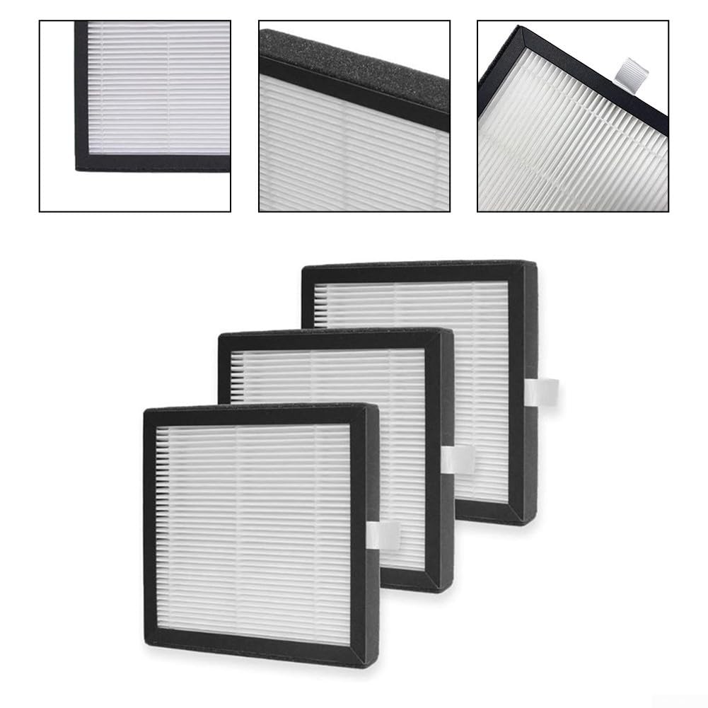 Zestaw 3 filtrów zamiennych do oczyszczacza powietrza Q7, 2 w 1, H13, filtr HEPA, 3-stopniowa filtracja przeciw kurzowi, do domu, biura, kolor biały