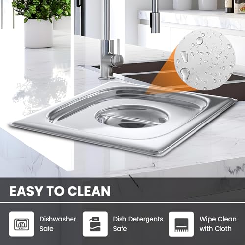 Aplancee 6Pcs Steam Table Pan Lid of Stainless Steel with Handle 1/2 Size for Food Cover