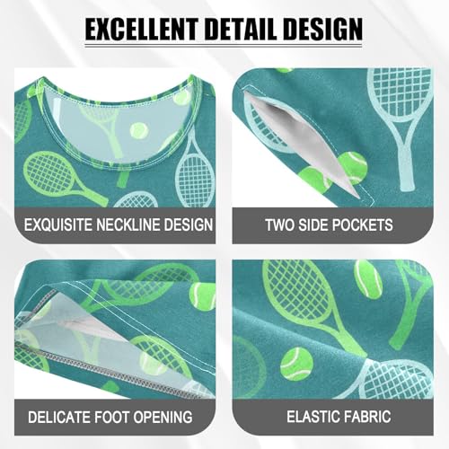 ALAZA Tennis Ball Funny Stylish Pajamas Short Sleeve 2 Piece Sleepwear Top and Bottom Pajama Set Unisex4