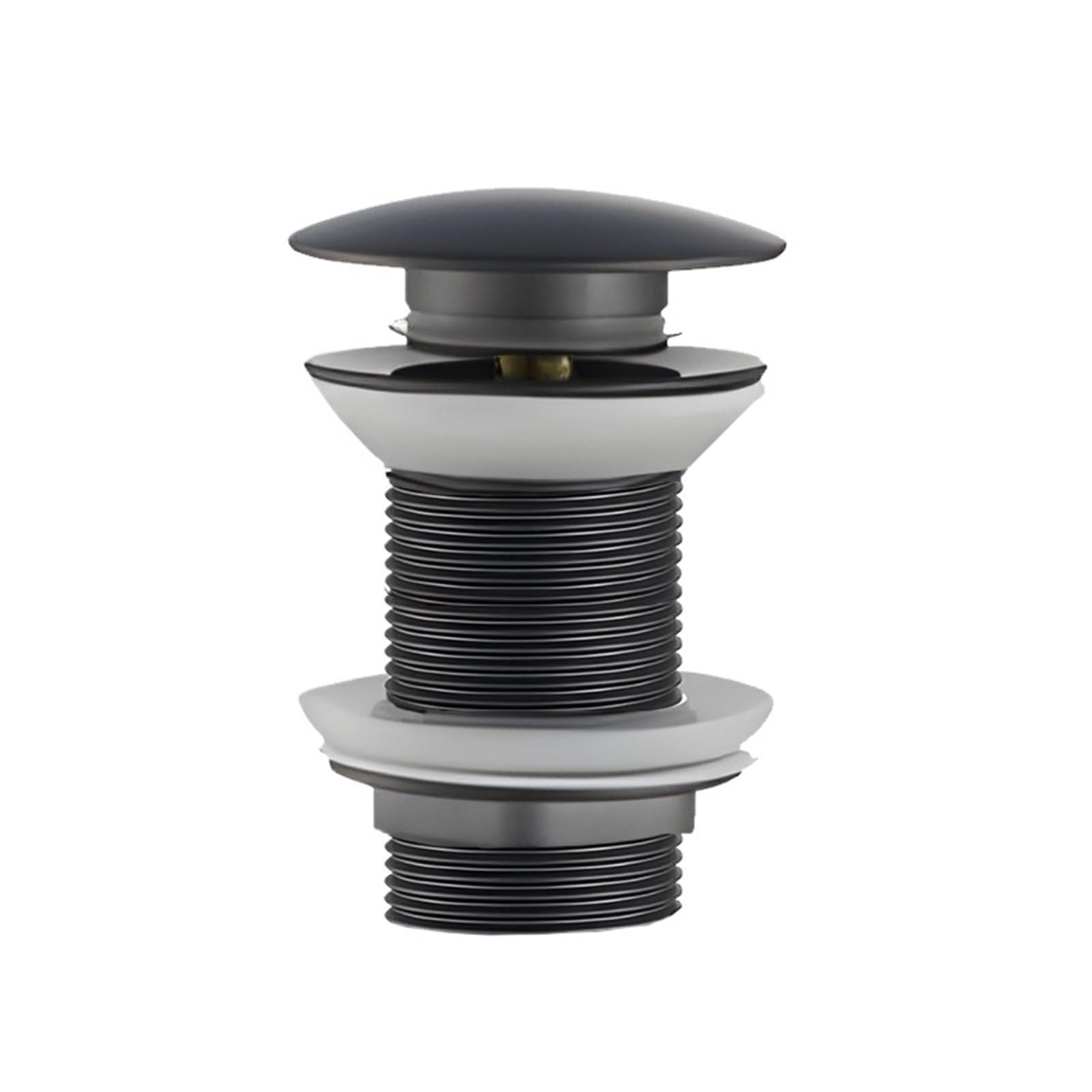 Sink Plug Black Gold Basin Sink Drainer Corrosion Resistant Pop Up Push Button Waste Trap with Overflow Kitchen Bath Drain Stopper No Hole for Washbasin(Grey No Hole)