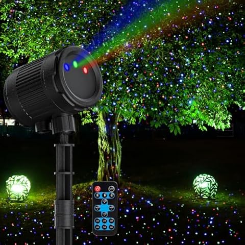Laser Christmas Projector Lights Outdoor, 3 Color Laser Light Projector, Firefly Lights Show with RF Remote, Waterproof, Indoor Holiday Decoration, Christmas Gift, Wedding, Home Decor, Party, Garden Cover